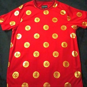 Drill Clothing Co Shirt Sleeve Shirt Red/Gold Men's Size Large
